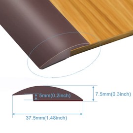 Floor Rubber Transition Strip Self Adhesive Carpet to Tile Transition Strip Edging Trim Strip for Threshold Transitions with a Height Less Than 5 mm/0.2in (Coffee, 6.56FT)