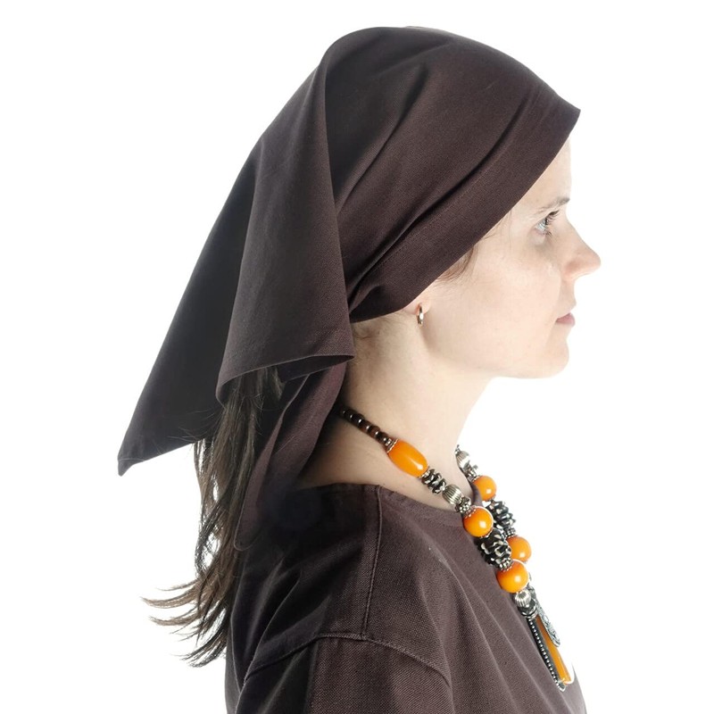 HEMAD Medieval Laudamie Cotton Headscarf, White, Beige, Black, Red, Brown,