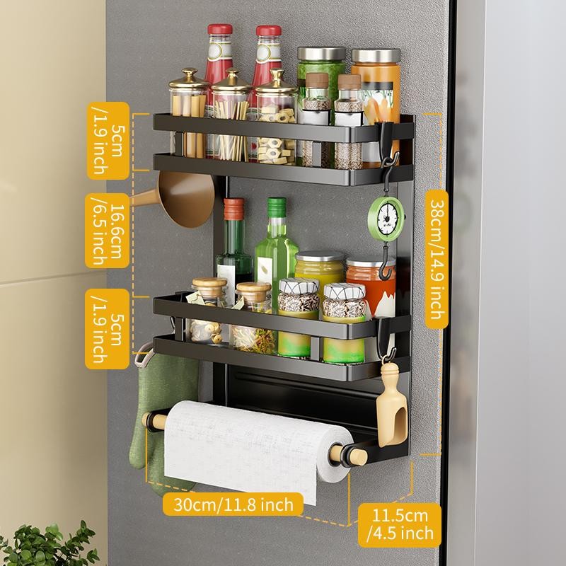 San Dream Magnetic Spice Rack for Refrigerator Magnetic Fridge Shelf