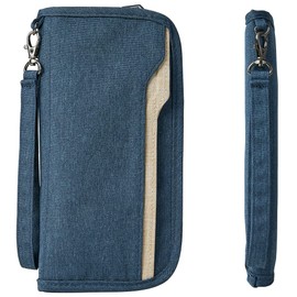 Passport Holder for Travel Family, Travel Wallet Document Organizer, Passport Wallet for Women/Men, RFID Passport Holder Travel Essentials Trifold Wallet, 18 Prussian Blue