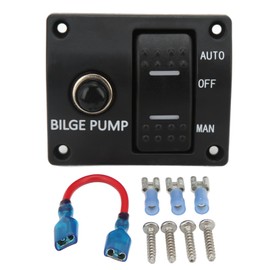 Ongwan 3-Way Manual OFF-Auto Switch Panel with Breaker for Bilge Pump, 12V 24V, Dual Use, For Boats and Yachts, Output Short Circuit Protection, Overload Protection, Reverse Polarity Protection