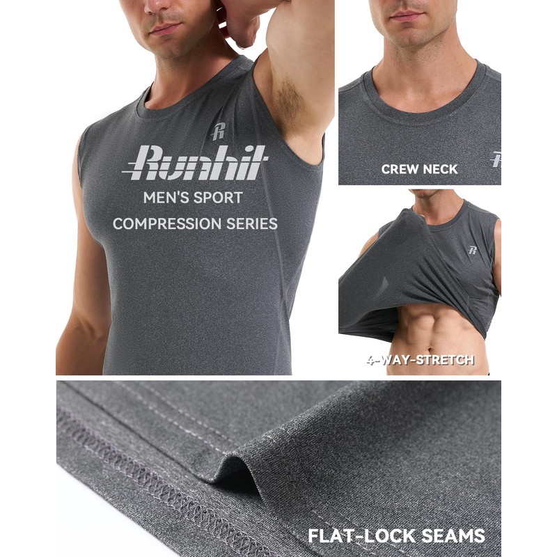 Runhit Sleeveless Compression Shirt Men Tank Tops Gym Workout Mens