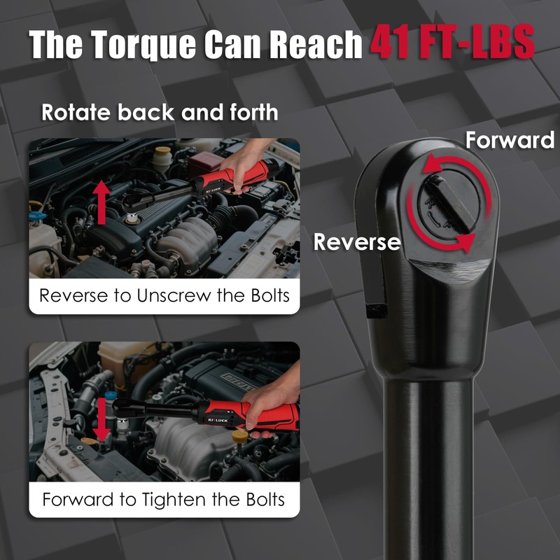 KITLUCK Cordless Electric Ratchet Wrench Set, 3/8" 12V Extended Power