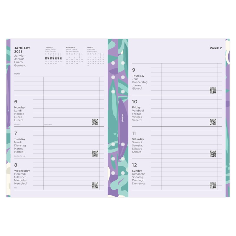 A5 Illustrated Floral Week on two pages Diary and Fill