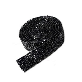 1Yard*1CM Crystal Rhinestone Diamond Sparkling Bling Ribbons Roll Banding Belt Wrap for Wedding Cakes Birthday Crafts Decorations (Black)