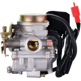 GLENPARTS Carburetor for GY6 50cc 49cc 60cc 80cc 4 Stroke Engine Scooter Moped Baja Kymco Racer Roketa Motor 18mm 2-pin Male Plug Electric Choke for Qingqi QM50QT-6V