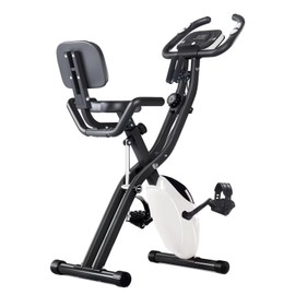 Merax Folding 3 in 1 Adjustable Exercise Bike with Resistance Bands Convertible Magnetic Upright Recumbent Bike (Black+White)
