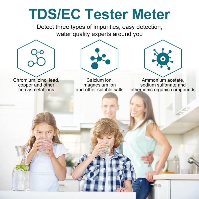 Flintronic TDS/EC Water Quality Test Meter, Temperature Tester with Backlight,