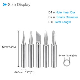 CoCud Soldering Iron Tips, 4x41mm I+B+K+2.4D+3C Series, Solder Tips Fine Soldering Gun Replacement Solder Welding - (Applications: for Soldering Irons Soldering Station), 5 Pieces