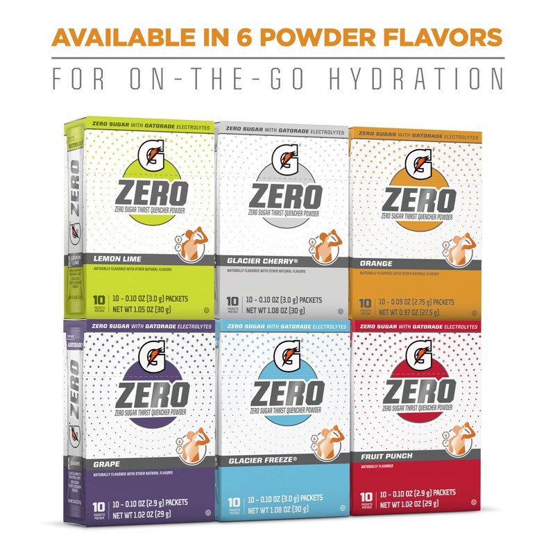 Gatorade G Zero Powder, Glacier Cherry Variety Pack, 0.10oz Individual