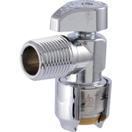 SharkBite Max 1/2 x 1/2 Inch MIP Angle Stop Valve, Quarter Turn, Push to Connect Brass Plumbing Fitting, Brushed Nickel Finish, PEX Pipe, Copper, CPVC, PE-RT, HDPE, UR24946