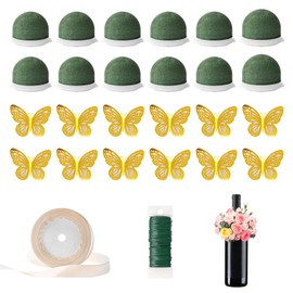 12 Pcs Mini Floral Foam Holders Round Floral Foam, Wet and Dry Flower Foam Blocks for Flower Arrangements Supplies, Wine Bottle Decor, Wedding and Party Decorations