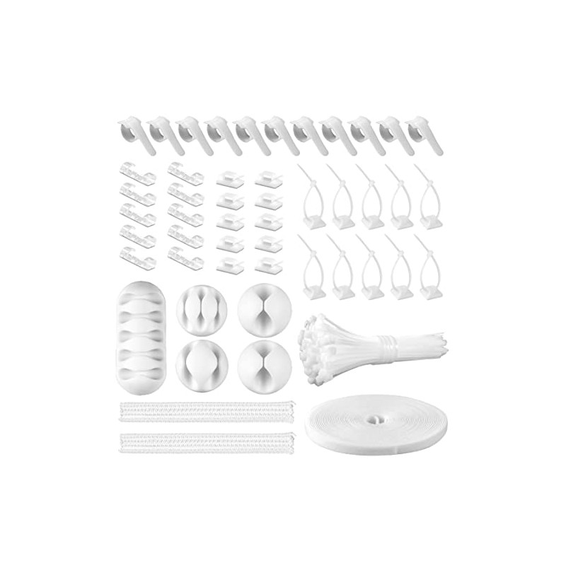 Comprehensive White Cable Management Organizer Kit