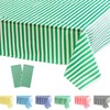 POPOYU 2Pcs Green Stripe Table Cloth,Green and White Table Covers,137*274cm