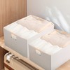 Fabric Storage Bin 3 Pack Foldable Cotton Linen Storage Basket