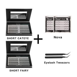 【Natural - as - Ever】Cofier Glue - Free DIY Lash Kit (8 - 14 mm) - Self - Adhesive, Comes with Tweezers! (80/100 Pcs) for a Quick and Natural Lash Makeover - Specification: Short Fairy+Short CatEye+2 Lower Lashes