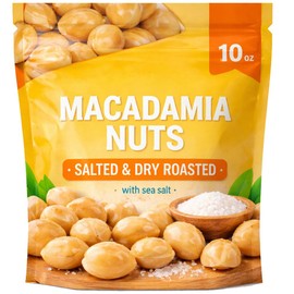 Macadamia Nuts Dry Roasted & Sea Salted 10 oz Pouch | Crunchy Premium Keto Friendly Heart Smart Snack Resealable Bag Gourmet Quality