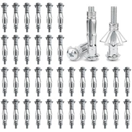 DAIRYCOF 50 Stück Hohlraumdübel Metall verzinkt Hohlwanddübel M4x38mm Expansion Nuts Hohlraumdübel Dünne Befestigungen für Befestigungen in Gipskartonplatten (50, M4*38mm)