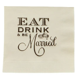 Refrán decorativo desechable para celebración, 25 unidades, Eat Drink & Be Married, color beige y marrón