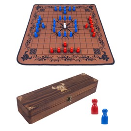Hnefatafl Viking Chess Board Set,Two Player Strategy Board Game with A Wooden Storage Box, A Rubber Viking Chess Mat and 37pcs Colorful Chess Pieces