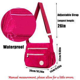 KXF Women's Crossbody Bag Waterproof Nylon Casual Shoulder Bag Messenger Bag Travel Purse Handbag with Multi Pocket