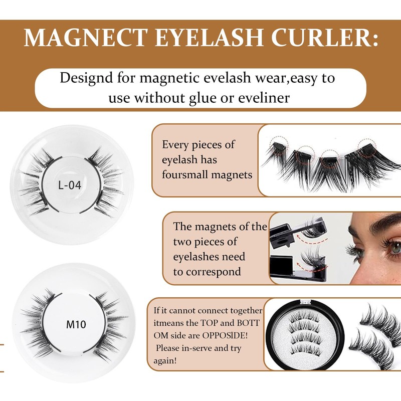 XdealCozyxc 2 Pairs Reusable Magnetic Eyelashes with Lashes, Easy to