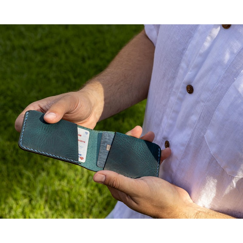 Bandera Folded 2-Pocket Leather Wallet (Caribbean)