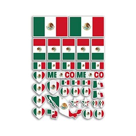 A4 Sticker Sheet Mexico Flags Vinyl Stickers - Mexican America Country World National Flag Vacation Travel Holiday Car Aesthetic #80080