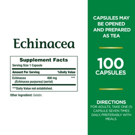 Nature's Bounty Echinacea by Nature's Bounty, Herbal Supplement, Supports Immune Health, 400mg, 100 Capsules