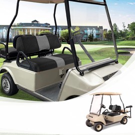 SAMXOMAP 2PCS Golf Cart Seat Covers Washable Breathable Air Mesh Cloth Adjustable Front Seat Cover Fit Like Gloves for Club Car DS, Black and Gray