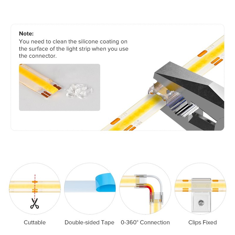 BTF-LIGHTING FCOB COB LED Strip CCT IP65 Flexible High Density
