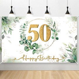 COLOFALLA 180 x 110 cm 50th Birthday Decoration 50th Birthday Woman Man 50th Birthday Banner Green Happy Birthday Banner 50th Birthday Background 50th Birthday Decoration Wall Birthday Party (50)