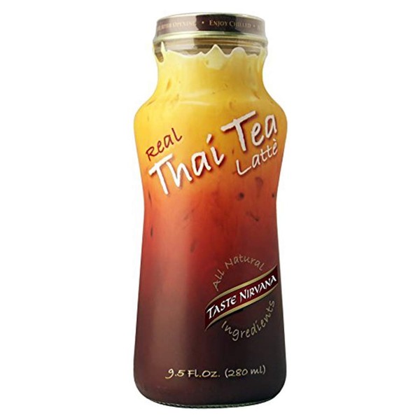 Taste Nirvana Real Thai Tea Latte, 9.5 Ounce Glass Bottles (Pack of 12)