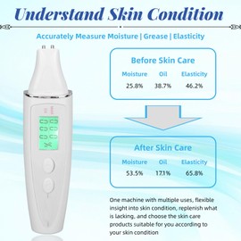 Skin Hydration Tester, LCD Digital Hydration Oil Content Skin Analysis Machine, Portable Mini Facial Skin Tester Water Oil Detector Pen with Universal Base, Historical Data Query Function