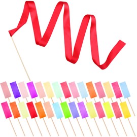 Civaner 30 Pack Ribbons Dance Streamers 6.6 Feet Long Ribbon Dancer Wand for Kids Rhythmic Gymnastics Silks Rainbow Streamer Toys Party Favors Talent Shows Artistic Dance(Colorful,1.6 Inch)