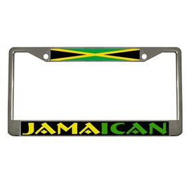 Jamaica Heavy Duty Stainless Steel Chrome License Plate Frame Car Tag Holder