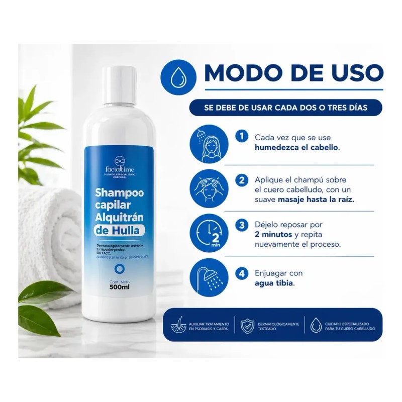 Shampoo Alquitran De La Hulla, Psoriasis Caspa, 3 500ml
