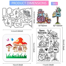 GLOBLELAND Witzige Schneckenpilz Klarsichtstempel Schneideformen Aus PET Malvorlagen Für Kartenherstellung Silikonstempel Aus Metallhaus Schablonen Aus PET Farbe Für DIY Scrapbooking