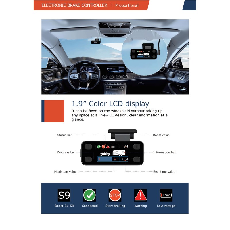 Autpvcol Trailer Brake Controller Brake Controller Kit Electric Brake Controller