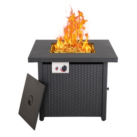 Yangming Propane Fire Pit Table, Outdoor Gas Fire Pits Clearance, 30 Inch 50,000 BTU with Tabletop, Lid, Lava Rocks for Outside Patio, Garden, Deck, Yard