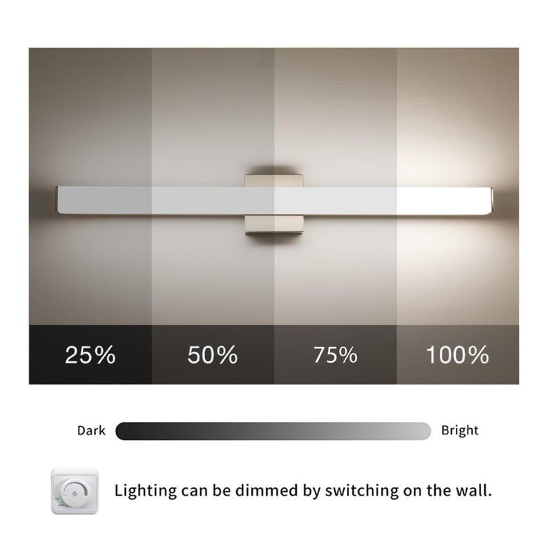 YHTlaeh Bathroom Vanity Light Brushed Nickel Square LED 31.5 inch
