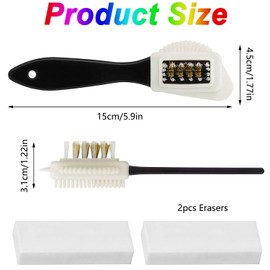 Mtxorvix Suede Brush Kit, Quality Nubuck and Suede Multifunctional 4-Sided Cleaning Shoe Brush,Brass and Nylon Bristle,Suede Brush for Shoes with Extra 2 Erasers for Suede Leather Boots Shoes Cleaning