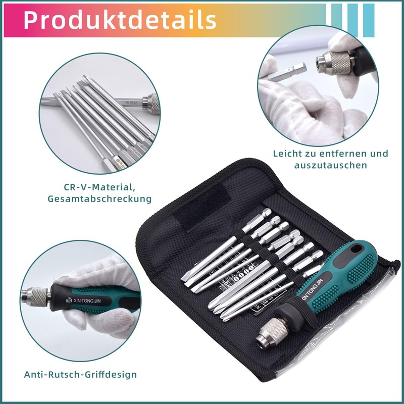 EULAPGOE 9-Piece Long Screwdriver Bit Set, SL3-SL6, PH0-PH3 Star Head