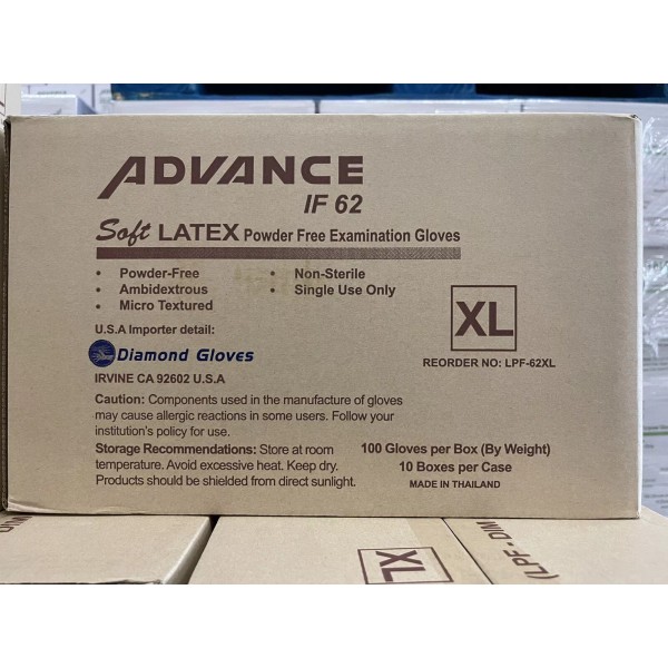 Advance Exam Cream Color Latex Gloves , Case Of 1000