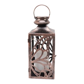 LED Solar Lantern Outdoor Hanging Hollow Out Butterfly Solar Light Retro Garden Lamp Outdoor Waterproof Metal Decorative Light