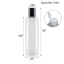 RAMFIYN 6 Pack Plastic Shower Bottles With Labels, 250 ml/8 oz Leak Proof Travel Bottles for Toiletries, Clear Refillable Containers for Liquids, Body Wash