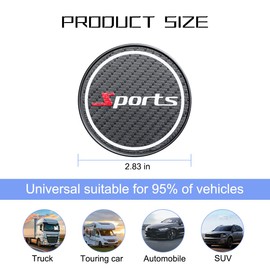 Mandark 2PCS Car Cup Holder Coasters, Carbon Fiber Non-Slip Vehicle Insert Bottle Pad, Automotive Interior Embedded Cup Drink Mat Accessories, Universal for SUV, Sedan, Truck (Sports)