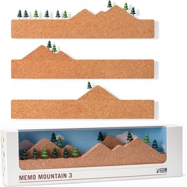Memo Mountain 3 Cork Board Strips - Corkboard Pin Boards with Mountain Scene Pushpins, Office Accessories, Cute Cork Boards for Walls - Color: Memo Mountain