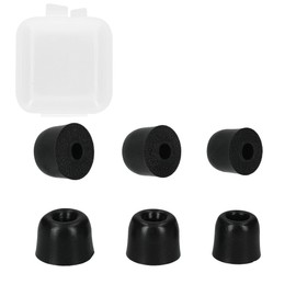 kwmobile 6 Memory Foam Ear Tips for In Ear Headphones - Replacement 4mm-5.5mm Earphone Earbuds - Inner Eartips S/M/L Set - Black