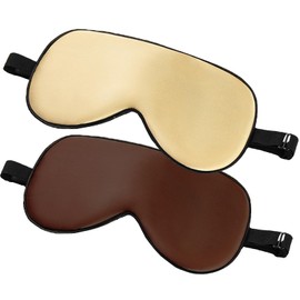 Eye Mask Blindfold with Elastic Strap/Headband, Soft Eye Cover Eyeshade for Night Sleeping red Black beigu (06 Beige & Brown)